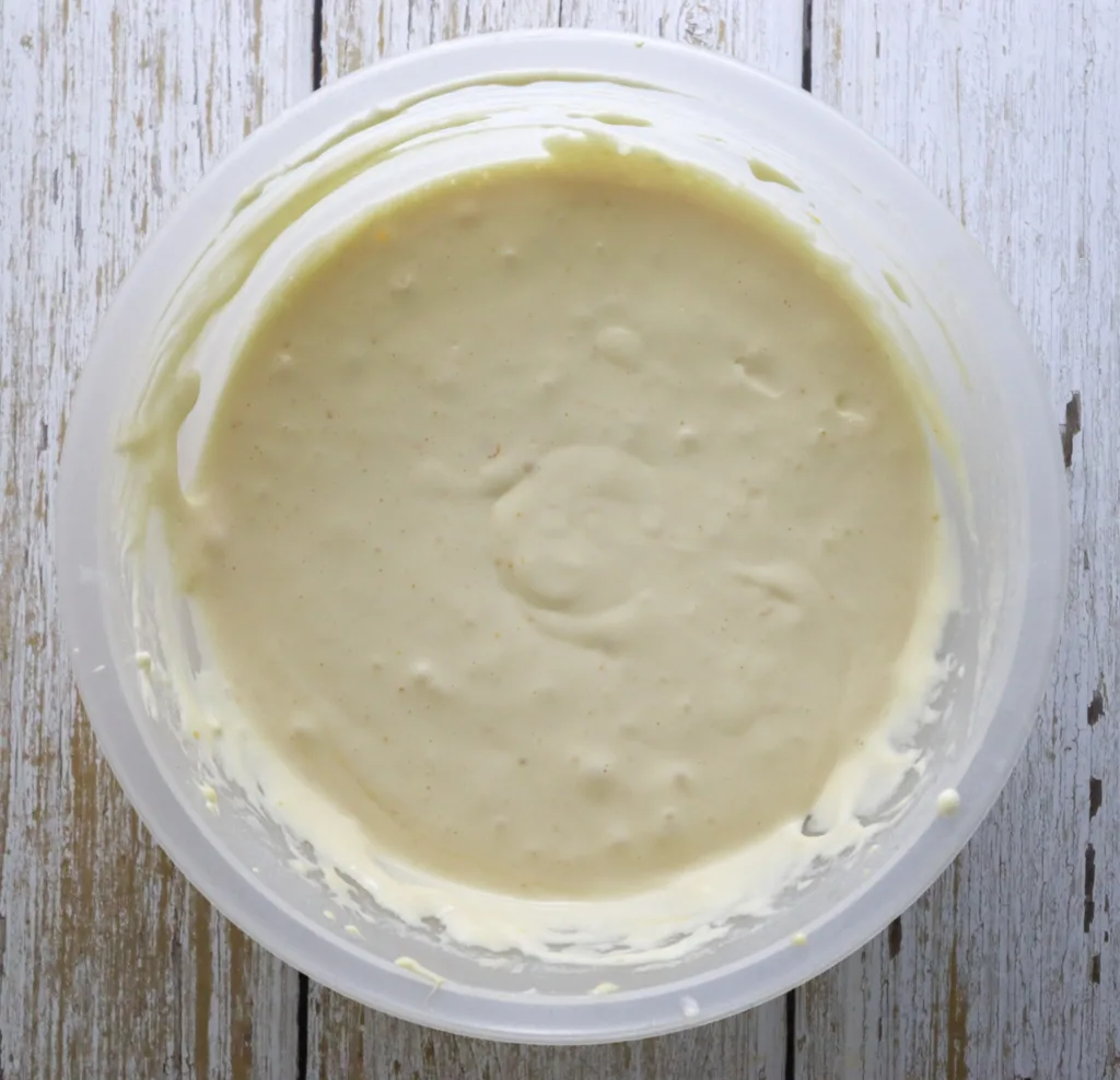 step 3 - combining whisked eggs with mascarpone